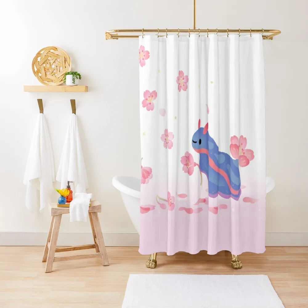 

Cherry blossom slug Shower Curtain Modern Showers For Bathroom Bathroom Fabric Cute Shower Modern Accessory Bathrooms Curtain