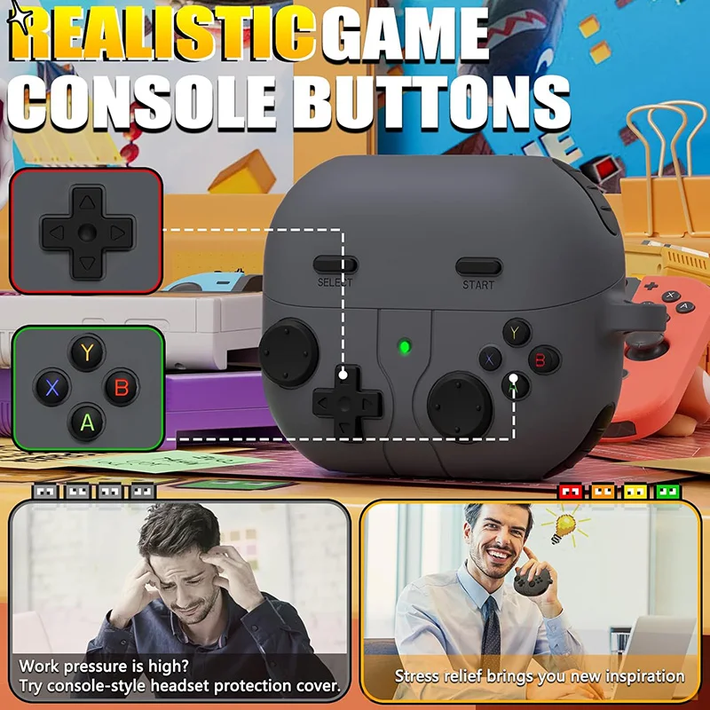 Case For Samsung Galaxy Buds 3 /Buds 3Pro with Cleaner Kit Cute Funny Cartoon Game Design Silicone Protective Case with Keychain