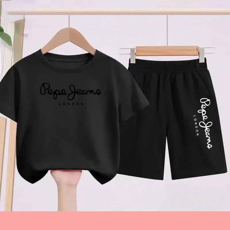 

Kids Charming Coat Short-Sleeved+Shorts Boy Girl 3-12Yrs Brand Casual Set Cool Summer Trend Letters T-shirt Two-Piece Sportswear