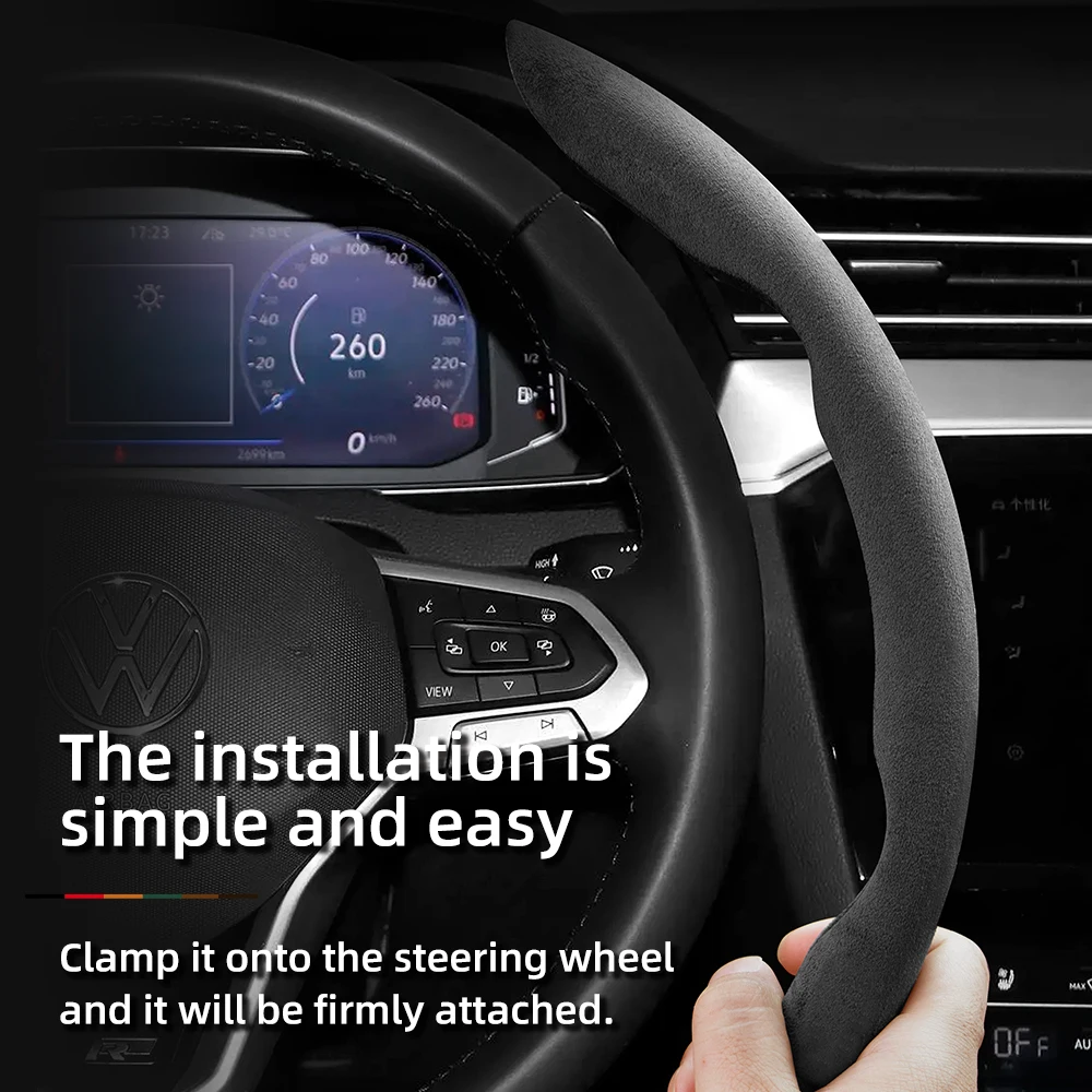 For Volkswagen VW Suede Snap-on Steering Wheel Cover Fit Polo Golf 5 6 7 Up Gol Passat B6 Caddy Crafter Touran Jetta Sedan CC