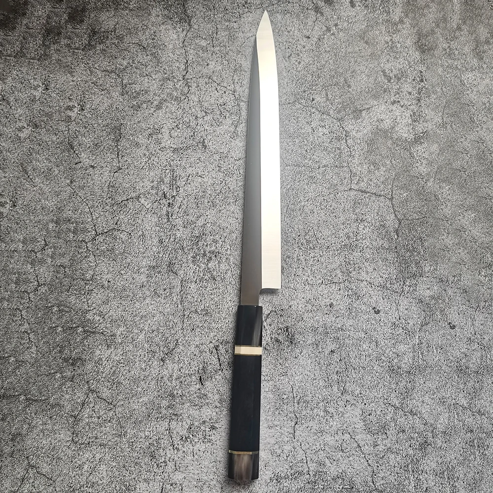 

Sashimi Knife Single-edged Blade Yanagiba Sharp Chefs Cleaver Fish Slicing Sushi Japanese Kitchen Knives Ebony & Horn Handle