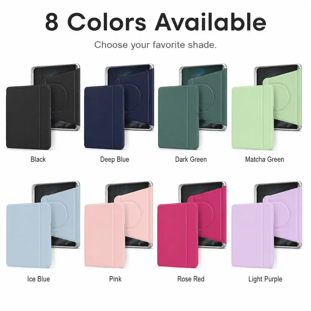 Auto Wake Sleep E-Reader Case Detachable Magnetic Rotating Stand Case Clear Back for KOBO Libra Color/2 7 inch 2024
