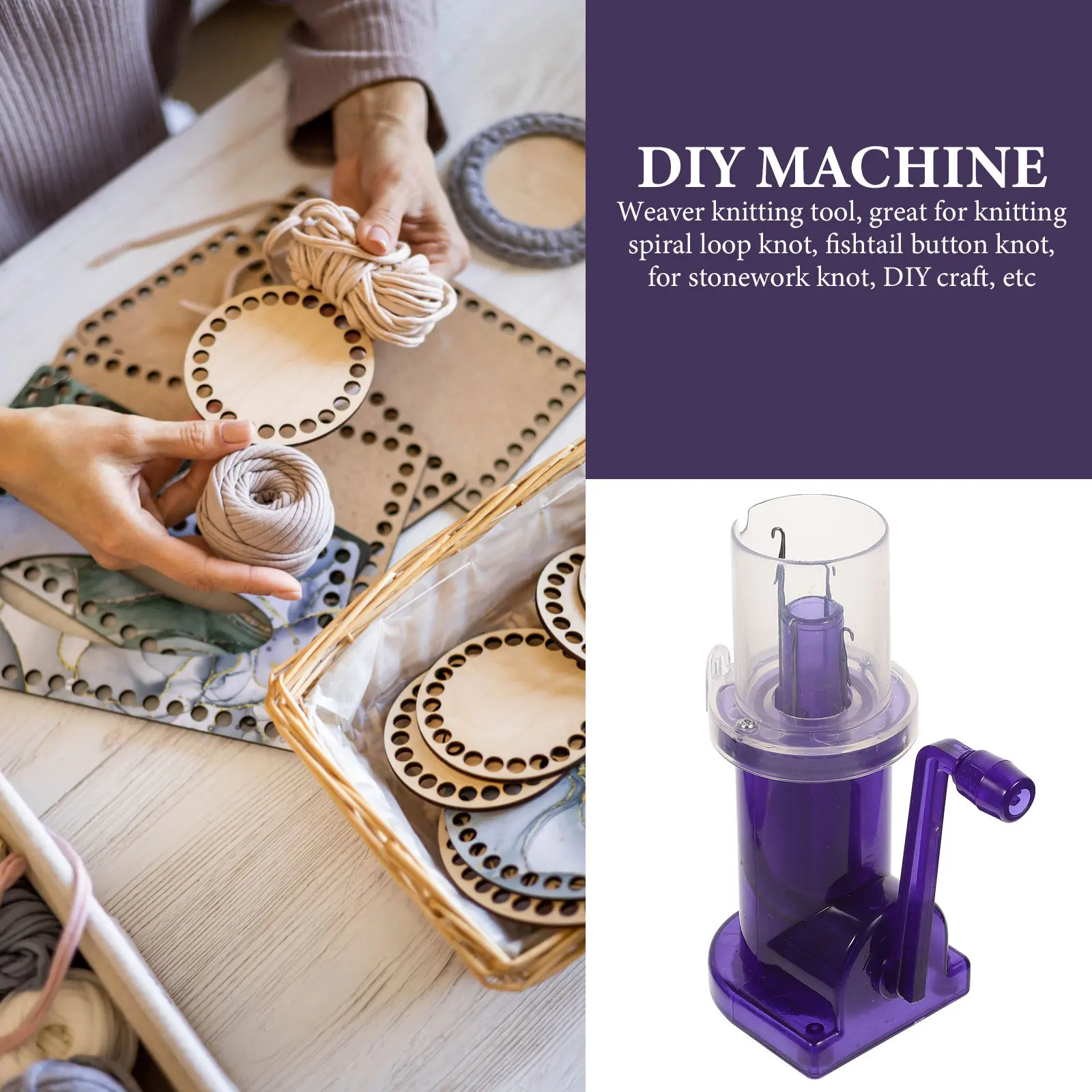 

1 Set Hand Crank Yarn Winder Stainless Steel Plastic Diy Knitting Machine For Spiral Loop Fishtail Button Craft Spool Knitter