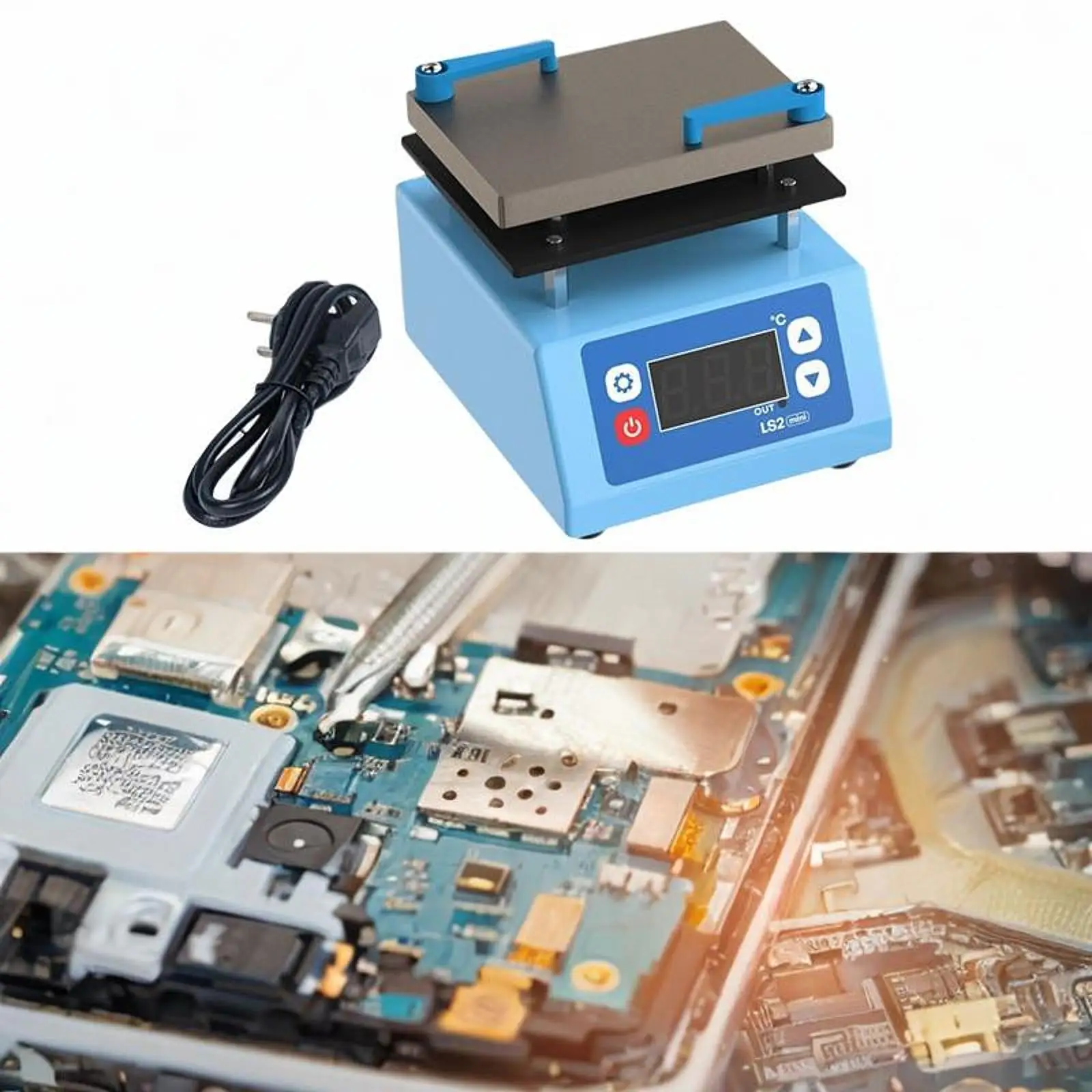 Electronic Heating Table for Phone Pcba EU 220V Plug Multifunctional Sturdy Aluminum Alloy Plate Anti Skid Feet 3.9x4.7x4inch