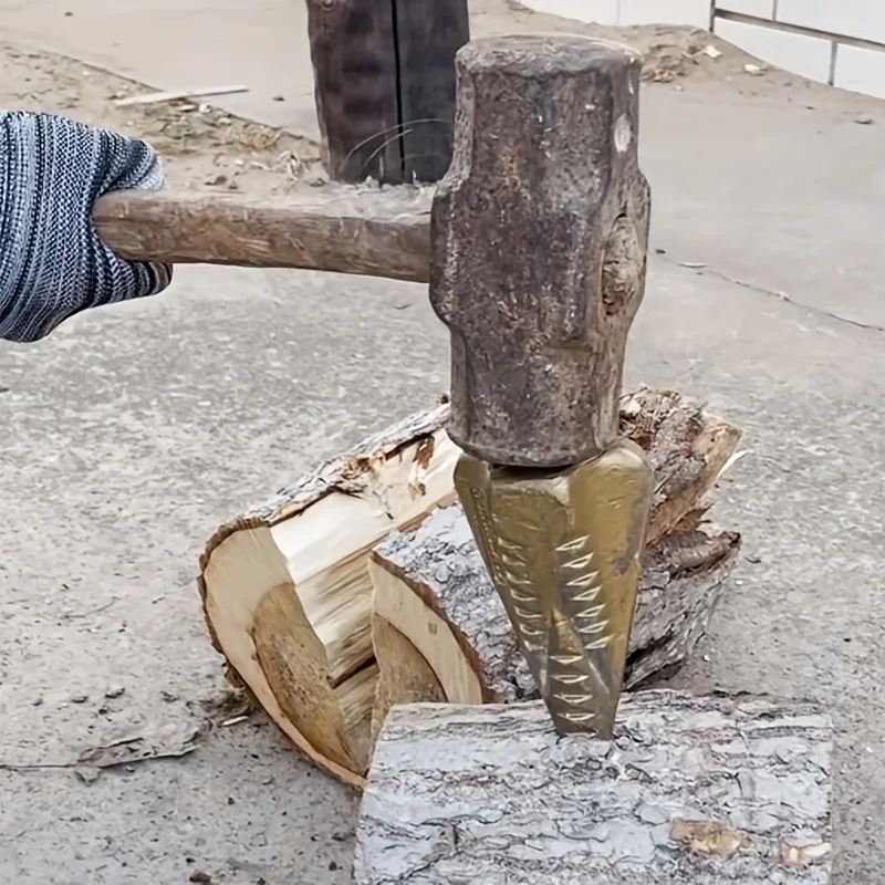 3.5lb Pilihan Alat Pembelah Kayu Manual 4-Arah yang Tahan Lama, Alat Baja Serbaguna untuk Penggunaan Luar Ruangan, Aksesori Perapian Kayu Bakar Musim Dingin