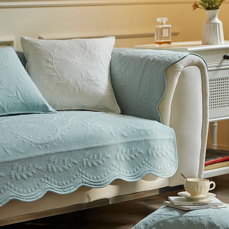 Embroidered Cotton Washed Sofa Cushion Four Seasons Universal Non-slip Cotton Fabric Living Room Sofa Cover