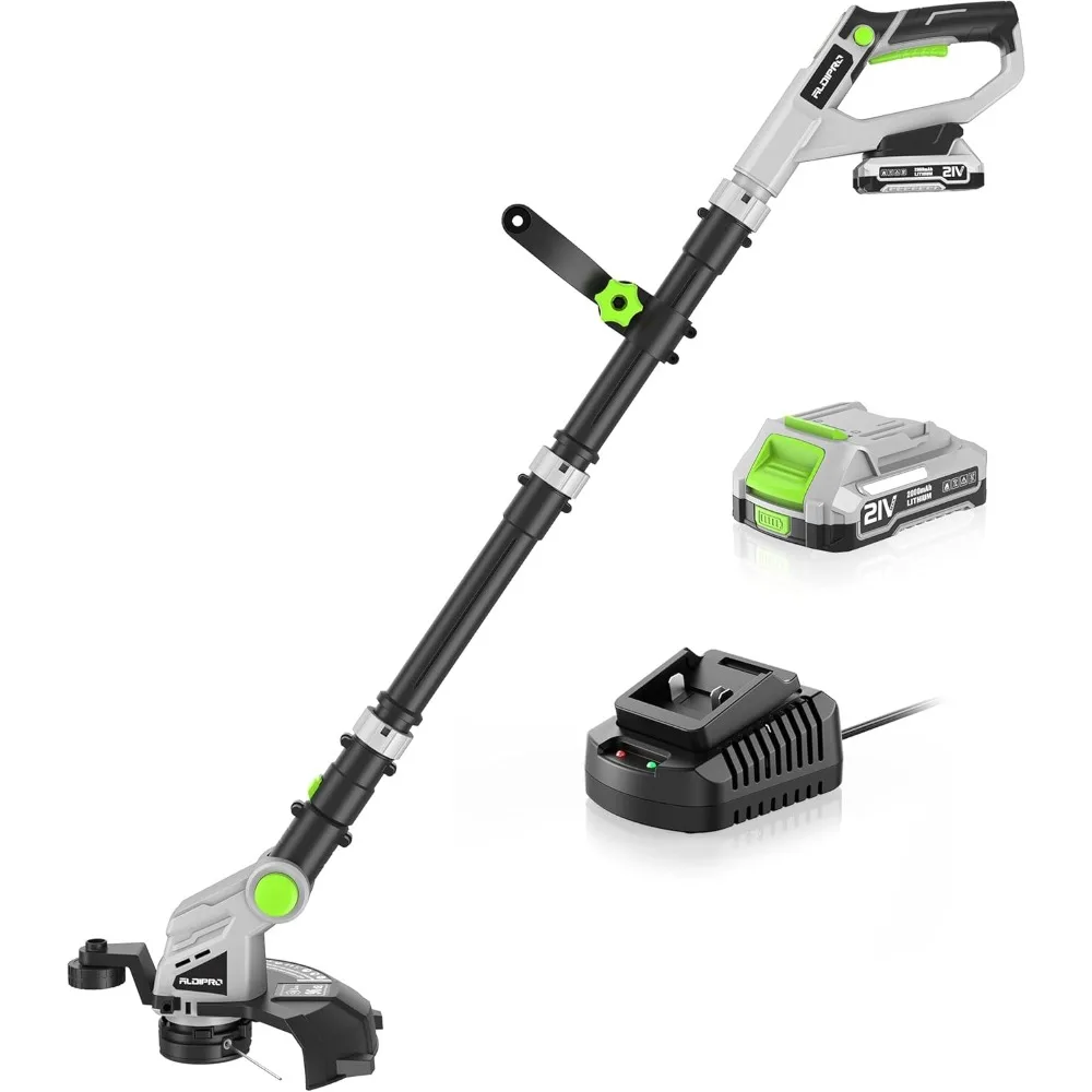 

Weed Wacker Cordless 21V Electric String Trimmer with Auto Feed 2.0Ah Battery Fast Charger 12 Inch Lawn Grass Trimmer for
