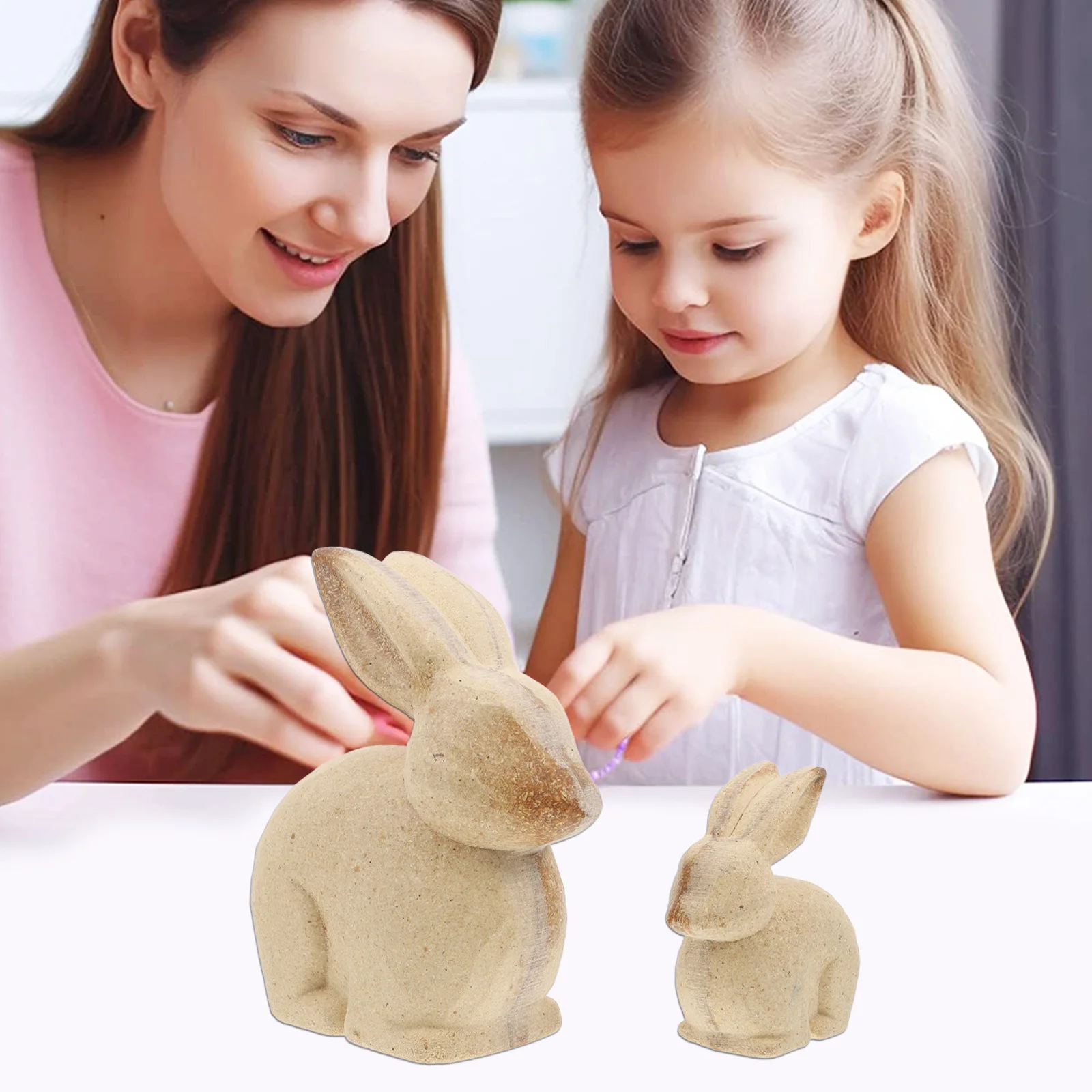 

Unfinished Wood Bunny Rabbit Rustic Animal Crafts DIY Painting Wood Cutouts Tabletop Centerpiece Home Office Decor Miniature