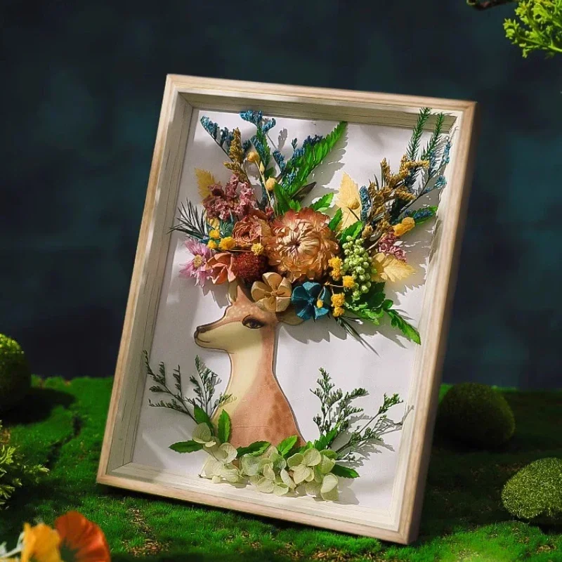 3D-Fotorahmen mit getrockneten Blumen, DIY, individuell, handgefertigt, ewige Blumen, Materialpaket, Kinderhandwerk, dekorative Ornamente, Geschenk für Liebhaber