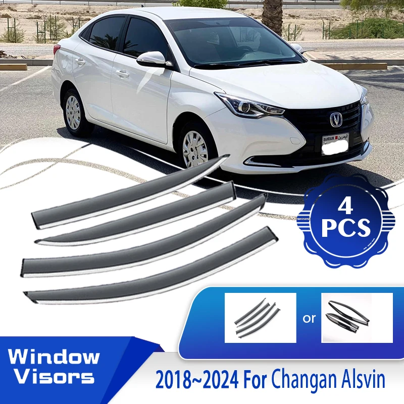 

4PCS For Changan Alsvin Farda 511 MK3 2018~2024 Car Window Sun Rain Visor Rainproof Deflector Shelter Rain Guard Car Accessories