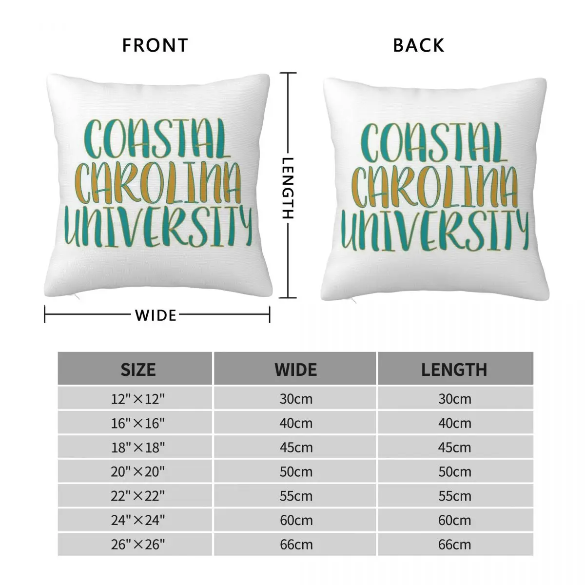 Coastal Carolina University Pillowcase Polyester Linen Velvet Creative Zip Decorative Throw Pillow Case Room Cushion Case