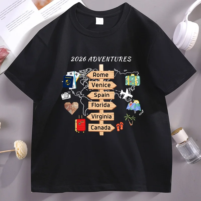 

Personalized Travel Adventures T-Shirt Casual Traveling Destination Tee Travel Lover Gift Family Vacation T Shirt Cotton Tops