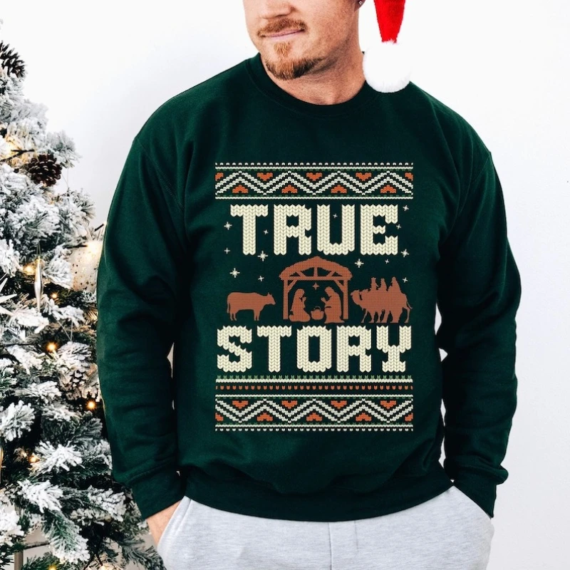 

Ugly Christmas for Christian Gift for Him Mens Autumn and Winter Sweatshirt Long Sleeve Thermal Hoodie Adult Pullover Tracksuit
