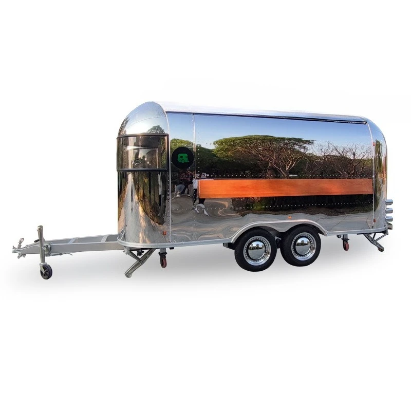 

Stainless steel mirror catering RV snack car multi-functional sales truck scenic exhibition car fried truck