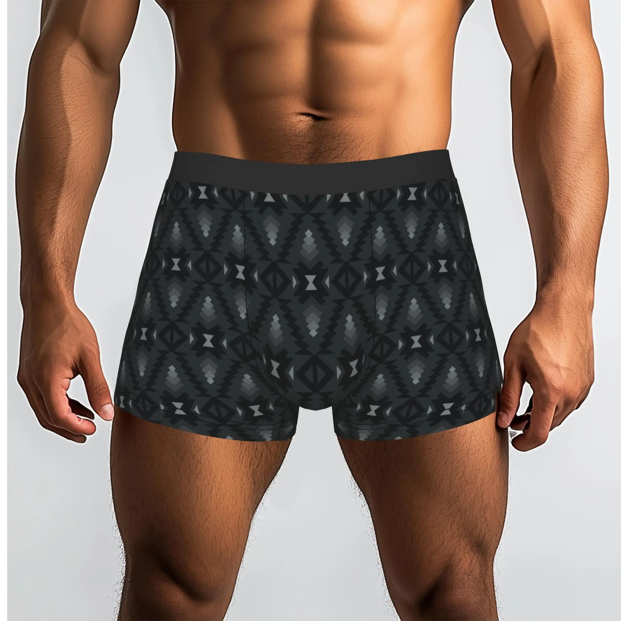 Custom Black Gray Aztec Southwestern Pattern Boxer Shorts For Homme 3D Print  Underwear Panties Briefs Soft Underpants