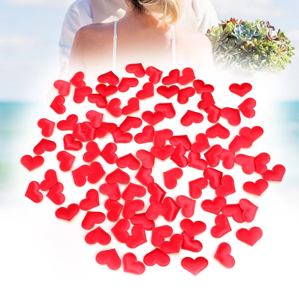 

600pcs Artificial Petals Love Heart Fake Sponge Heart Party Supplies Wedding Engagement Table Confetti Decoration (Red)