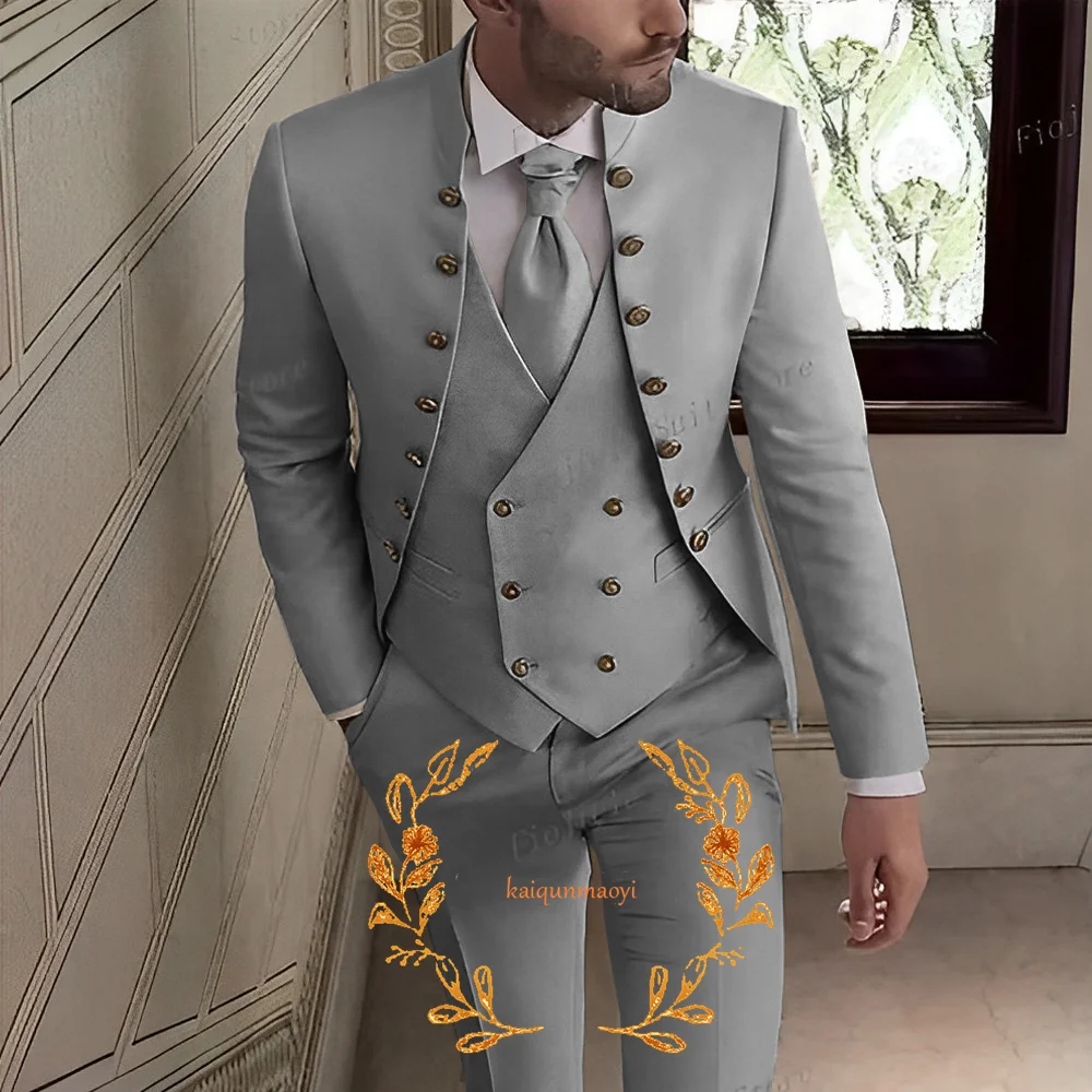 2024 New Men\'s Suit 3-piece Luxury Blazer Pants Vest Wedding Groom Tuxedo Customized Elegant Men\'s Suit