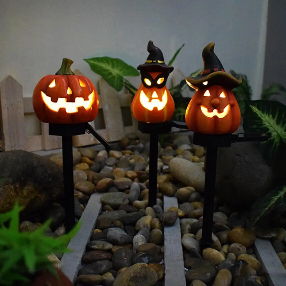 

Weather-resistant Halloween Decor Halloween Solar Pumpkin Lantern Hat Light Set for Garden Pathway for Lawn for Balcony