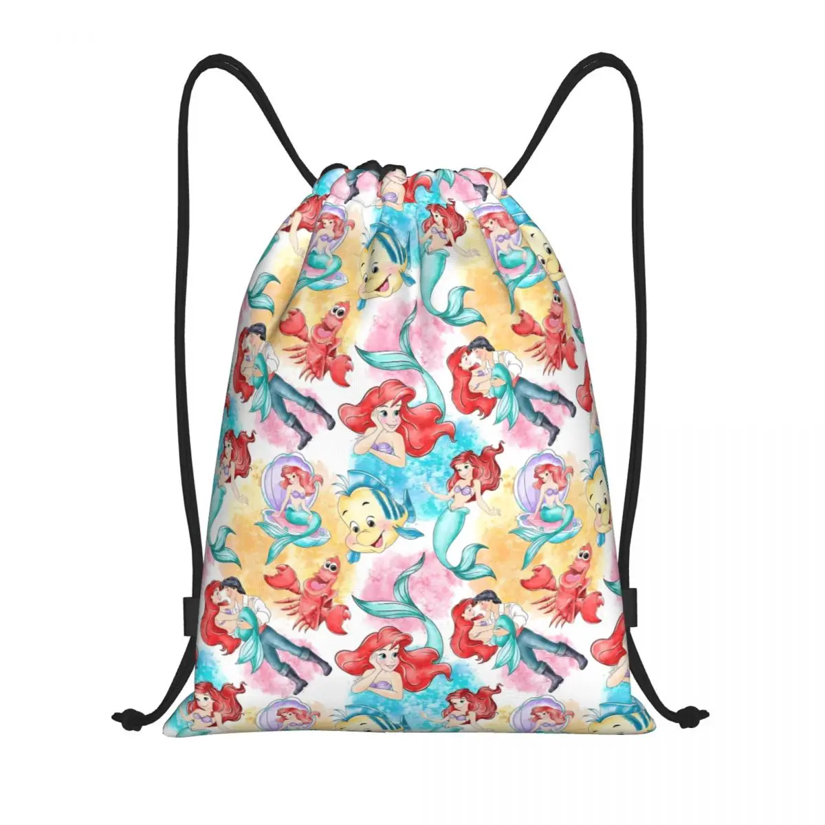 Custom The Little Mermaid Drawstring Backpack Bags Men Women Lightweight Little Mermaid Gym Sports Sackpack Sacks for Yoga