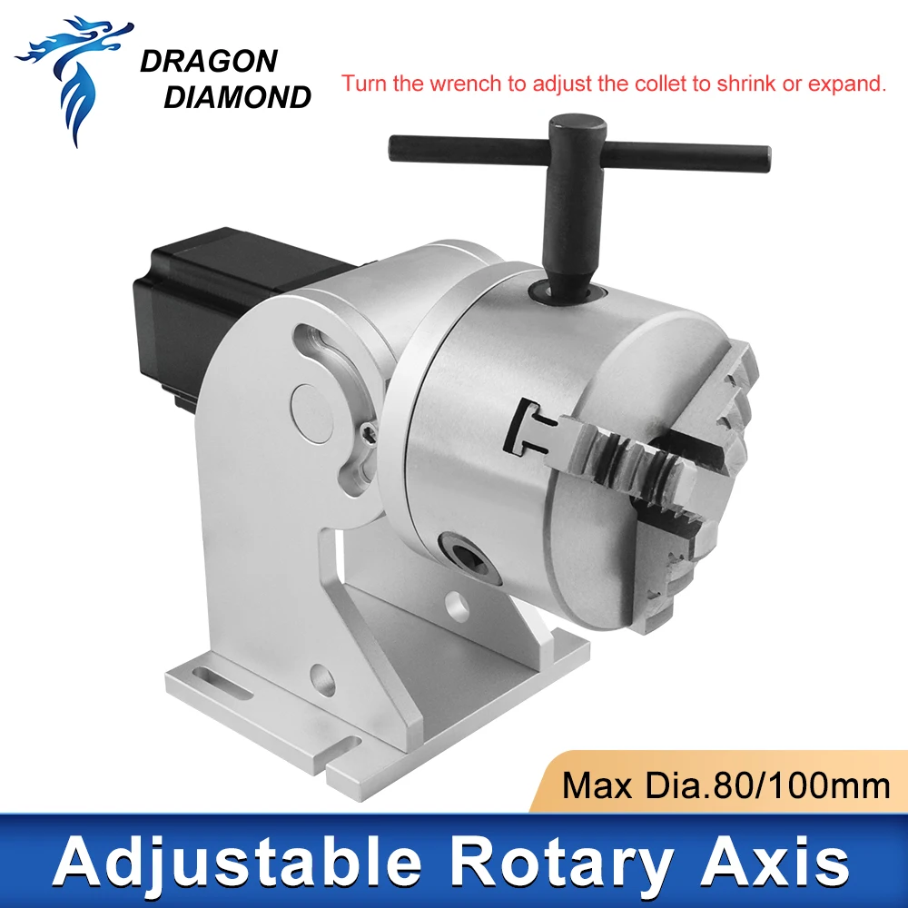 Three Chuck Rotary Axis Engraving Attachment Extra Axis Max Dia.80/100mm Fixture Gripper For Laser Marking Machine