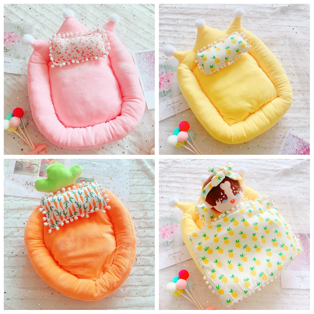 Three-piece Dollhouse Miniature Bed Furniture Toy Miniature 1:12 Doll Lovely Sleeping Bag Pillow Quilt Plush Doll Bedding