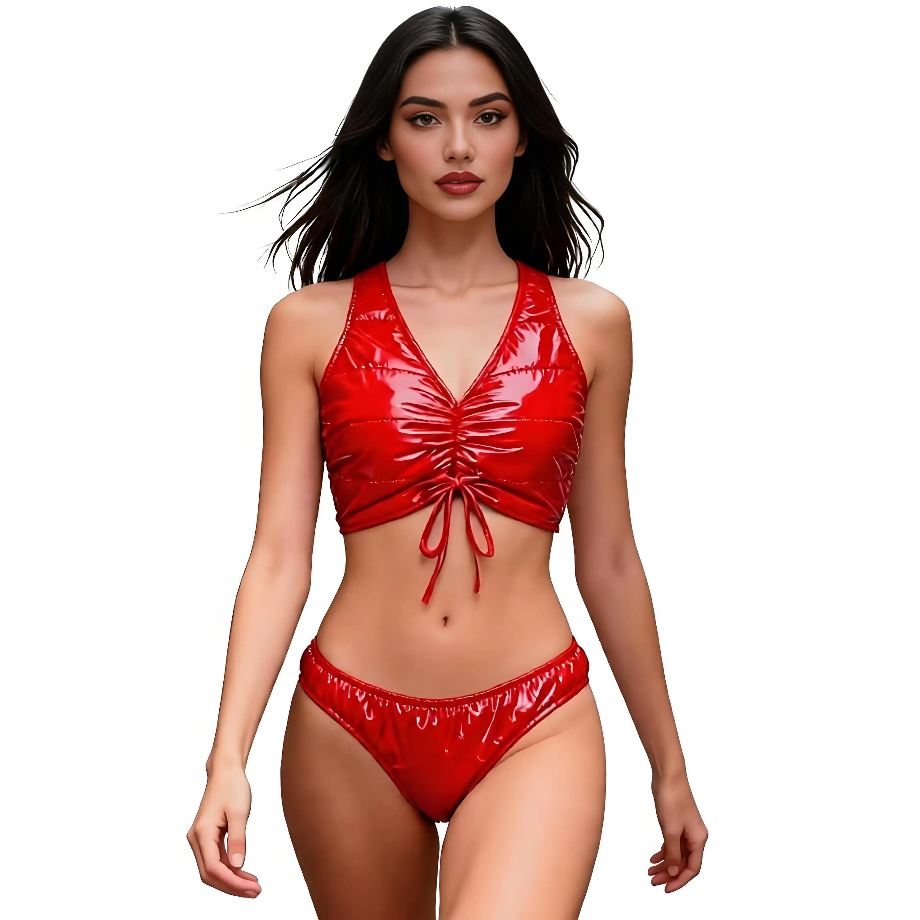 Women Water Resistant Adaptive Panties Briefs Padded Crop Top Bowknot Japanese Thongs Leather Lingerie Underwear Pole Clubwear