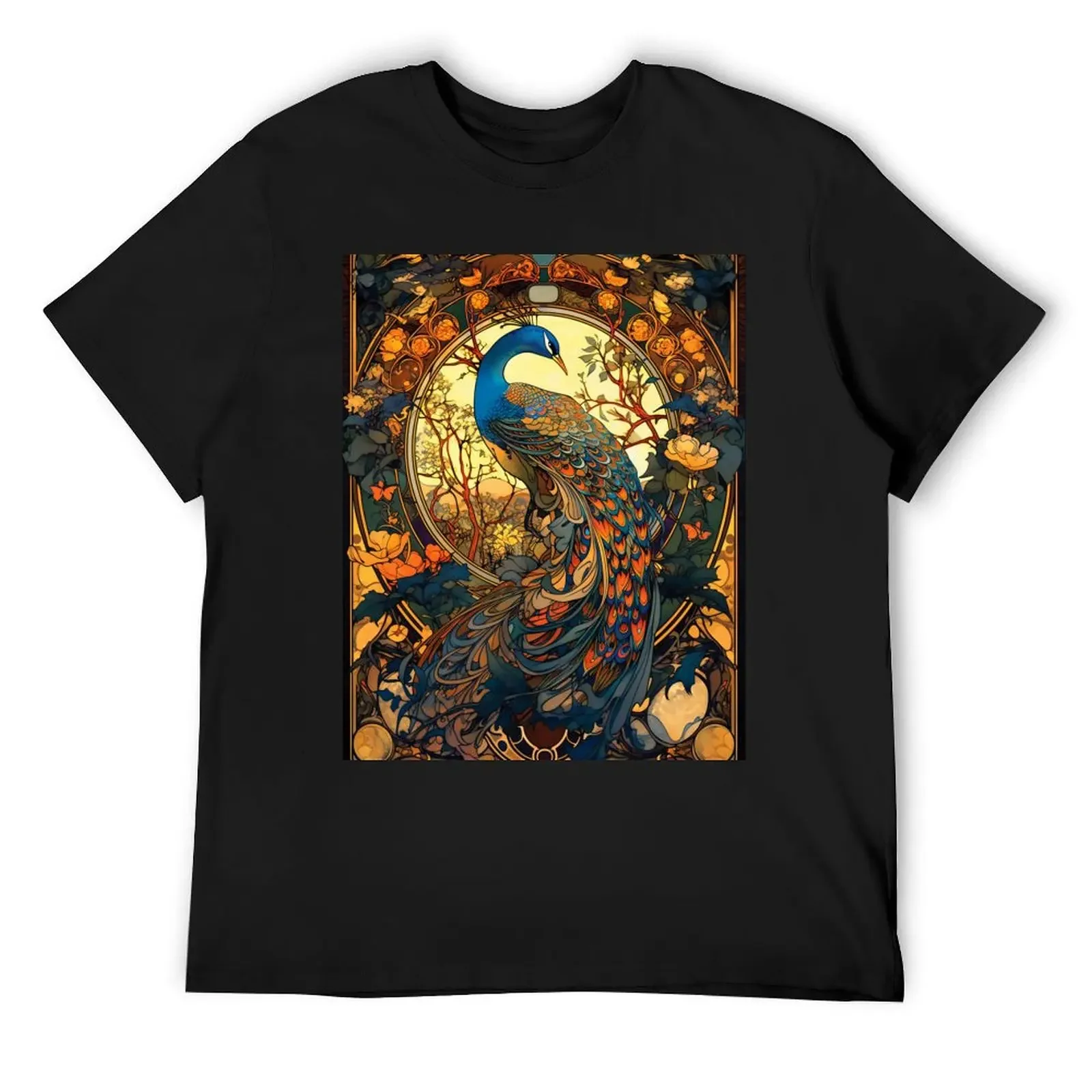 Traditional Vintage Art Nouveau Peacock T-Shirt oversized anime figures aesthetic clothes mens vintage t shirts