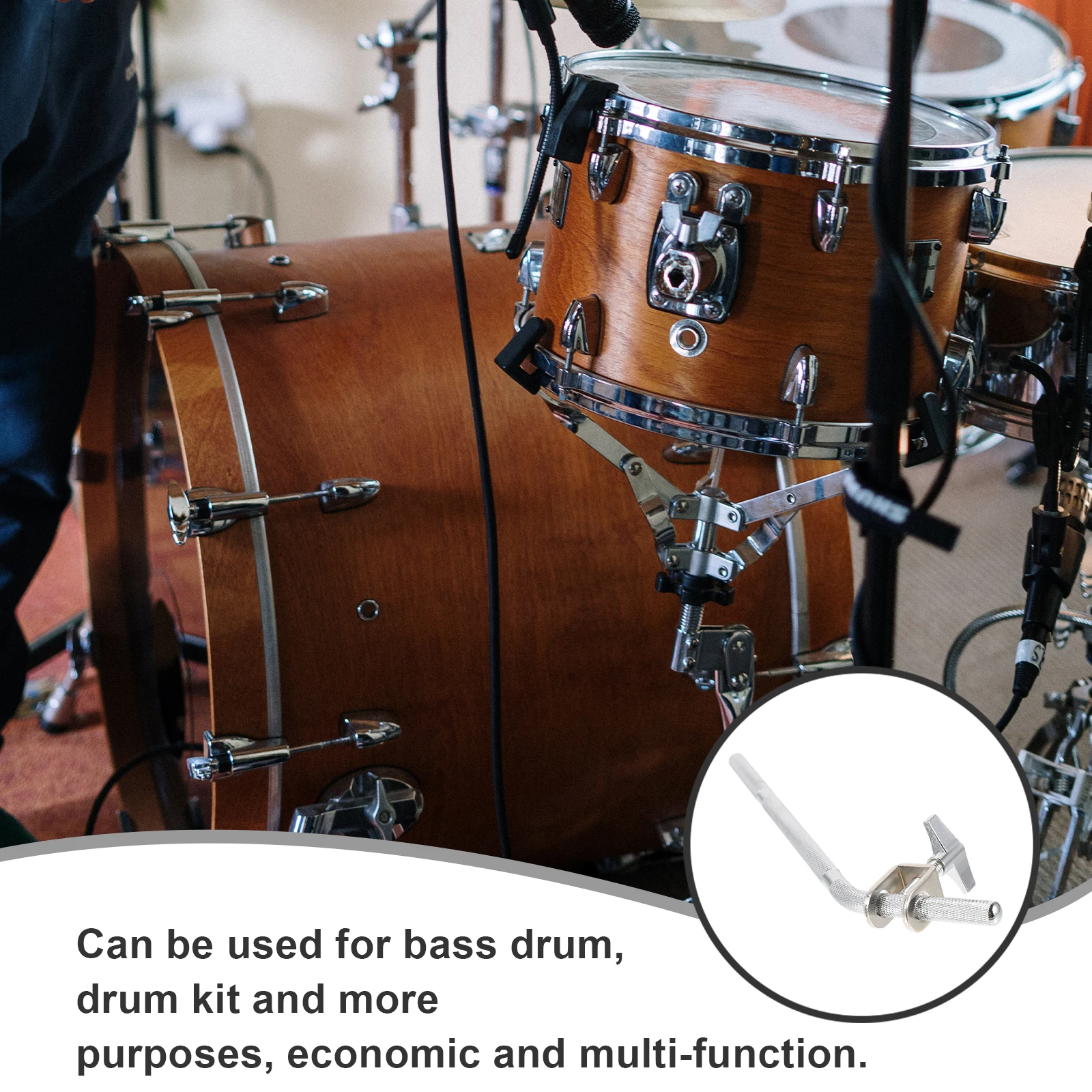 

Cow Bell Cowbell Stand Mounting Clamp Connecting Rod Fixed Lock Silver Bracket Drum