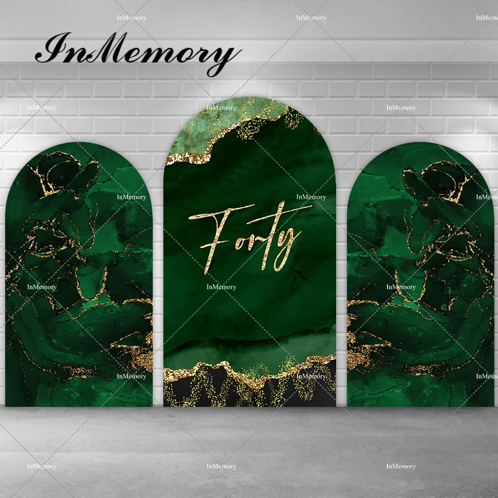 

Green Marble Style Arch Backdrop Cover for Adult Birthday Party Decoration Gold Glitter Lady Woman Forty Backgrounds