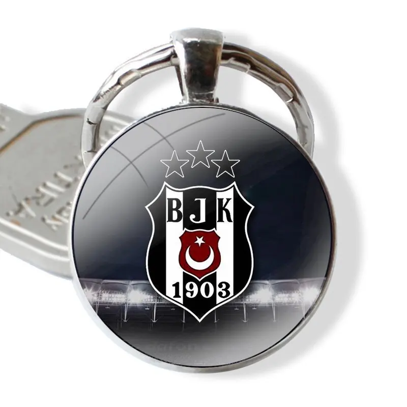 Turkey Besiktas Football 25mm Glass Cabohcon Keychain Key Rings for Women Men Jewelry Gift