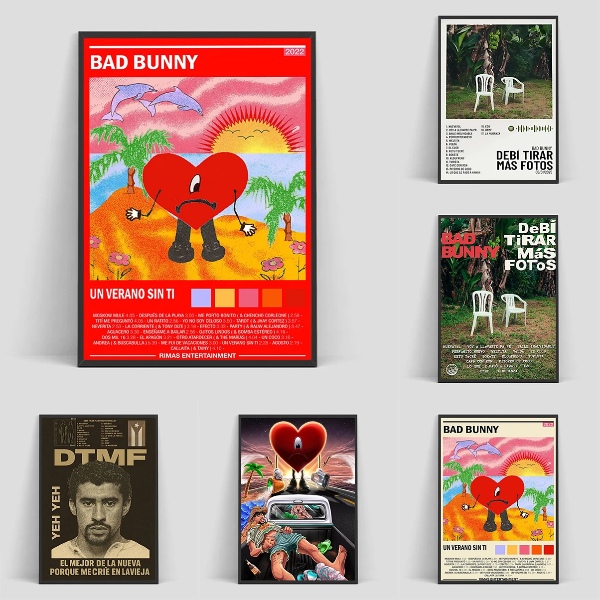 

Bad Bunny Hip Hop Rap Music Album Cover Poster Print Wall Art Pictures Canvas Painting Living Room Bedroom Home Decor