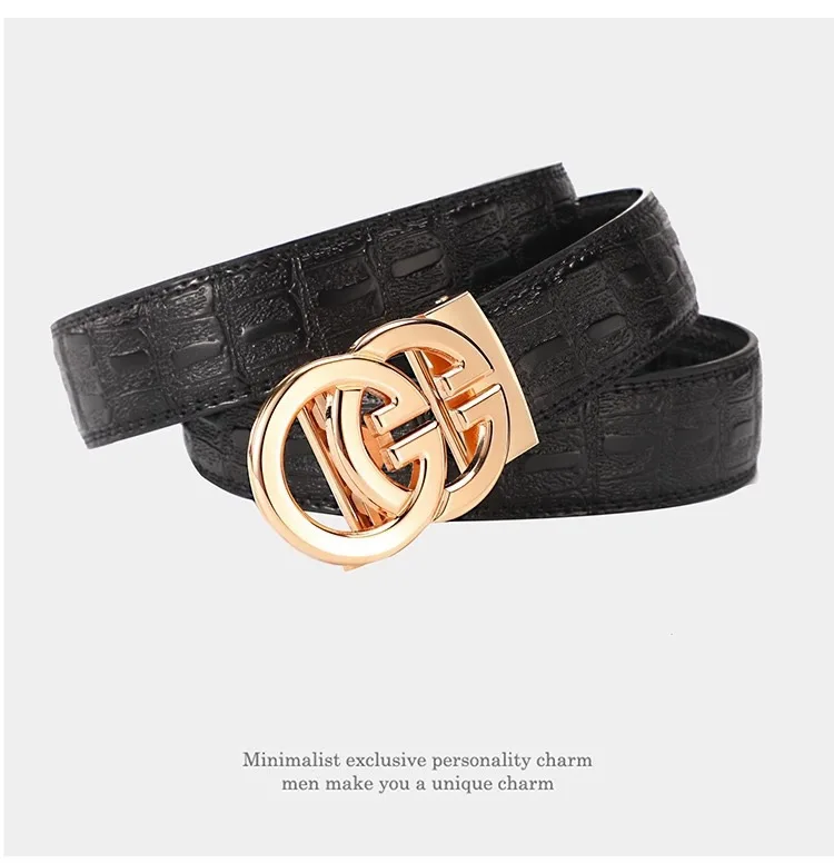 

Men's Luxury Automatic Buckle Belt Stylish Versatile Casual Leather Belt Trendy Retro Letter Buckle Business Style Men's Belt