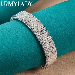 URMYLADY 925 Sterling Silver Open Bangles For Women Wedding Party Fashion Charm Jewelry