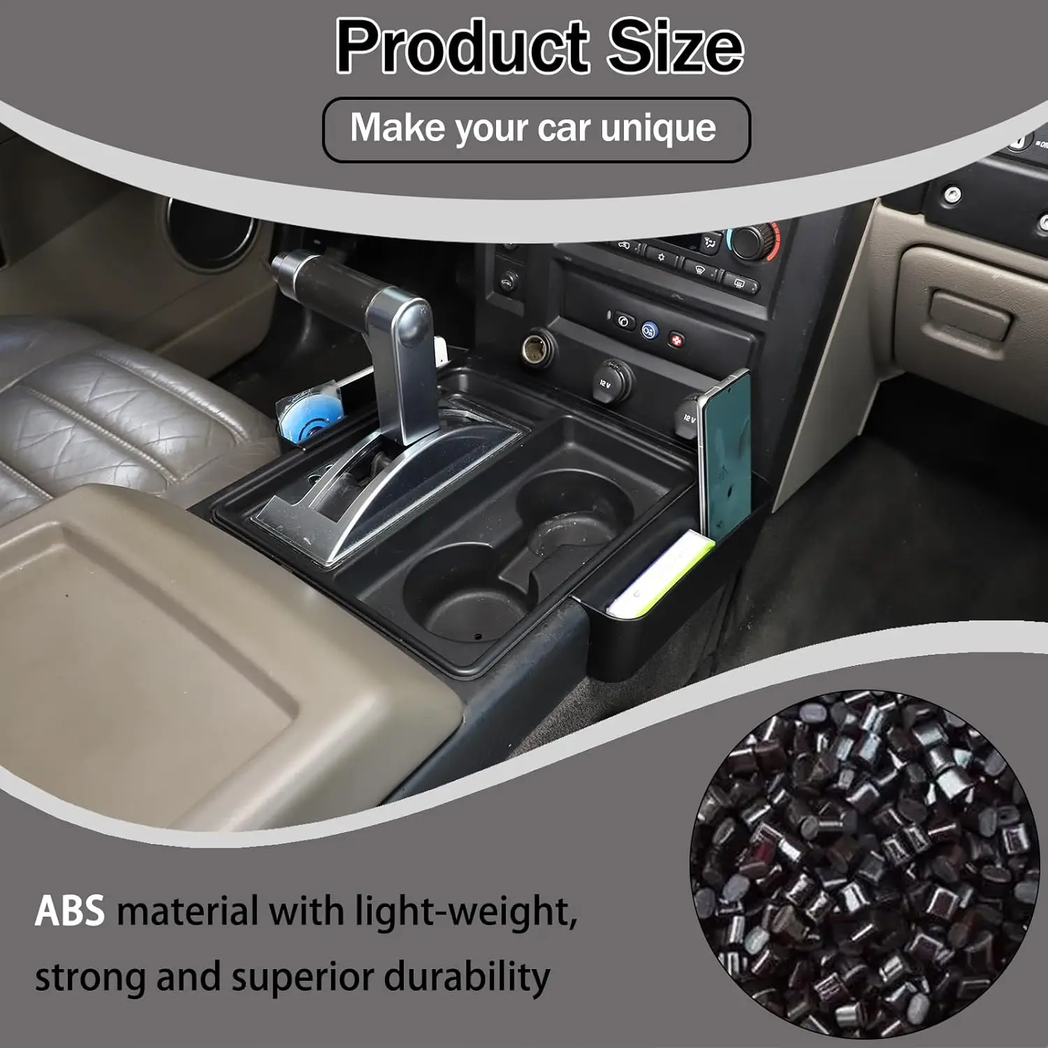 

ABS Armrest Box Hiden Privacy Storage Box For Hummer H2 2003-2007 Storage Box Phone Tidy Tray Cup Holder Protection Container