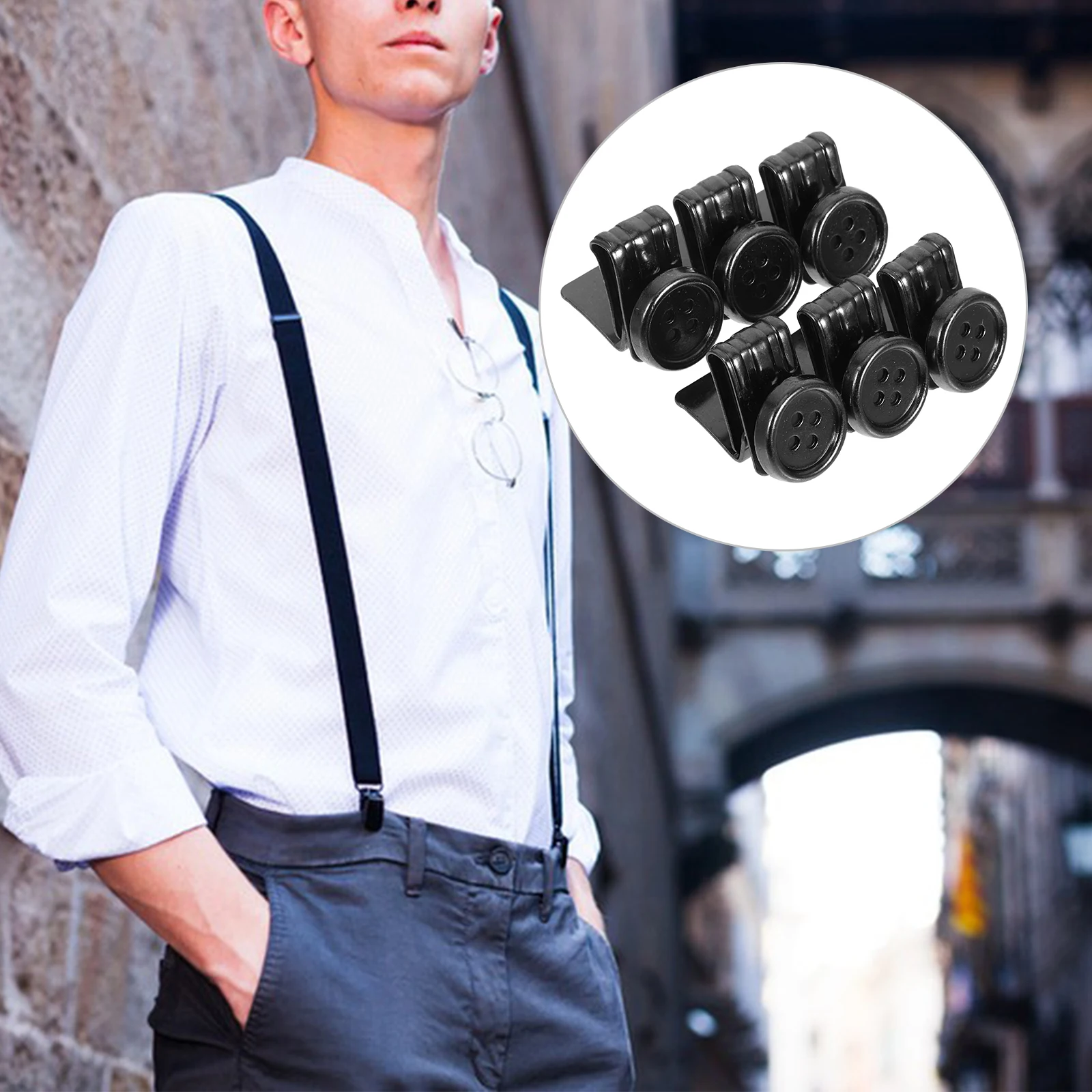 

6Pcs Metal Suspender Buttons Men Pants Replacement Button End Brace Clip for Suspenders Stylish Pants Suspender Button