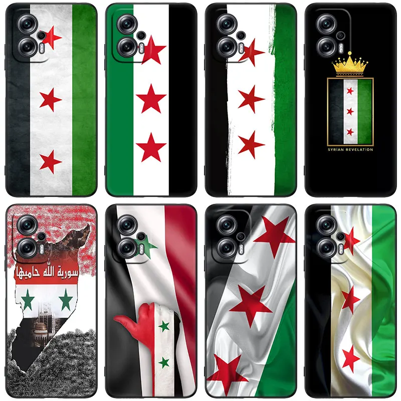 Syrian Syria Flag Black Phone Case For Xiaomi Mi POCO X4 X3 NFC X2 F4 F3 GT 5G C3 C31 C40 F1 M5 M5S M4 M3 M2 F2 Pro Cover