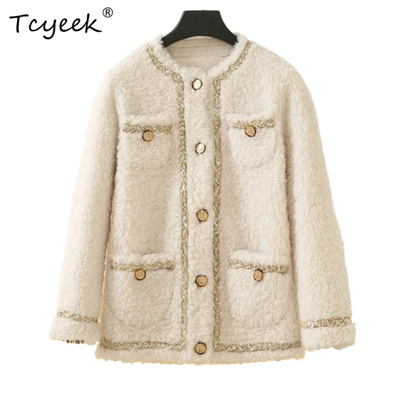 

Tcyeek, 100% шерсть, осень-зима, новое женское пальто Xiaoxiangfeng с круглым вырезом и рукавами реглан, средней длины, пальто из овечьей шерсти Fourrures Femme