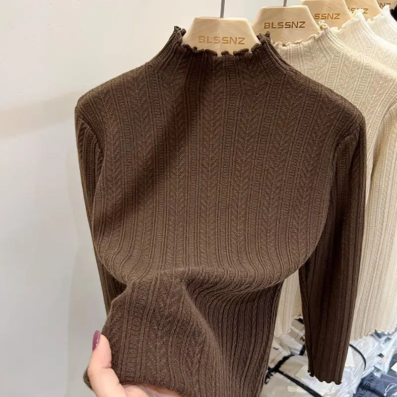 2024 Autumn Winter Women Sweater Half Turtleneck Cashmere Sweater Women Knitted Pullover Fashion Keep Warm Loose Tops