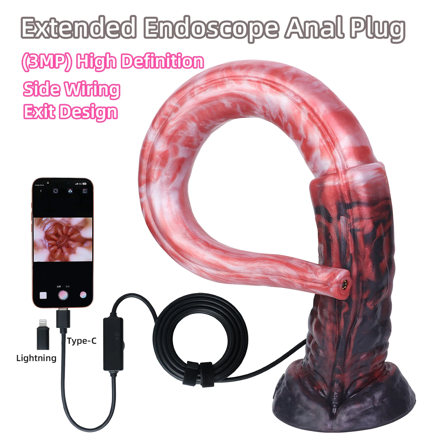 YOCY Super Long Horse Diligence With 3MP HD Endoscope Camera Real-Time Viewing Anal Whip IP67 Waterproof Anus Massager Sex Toys view 2