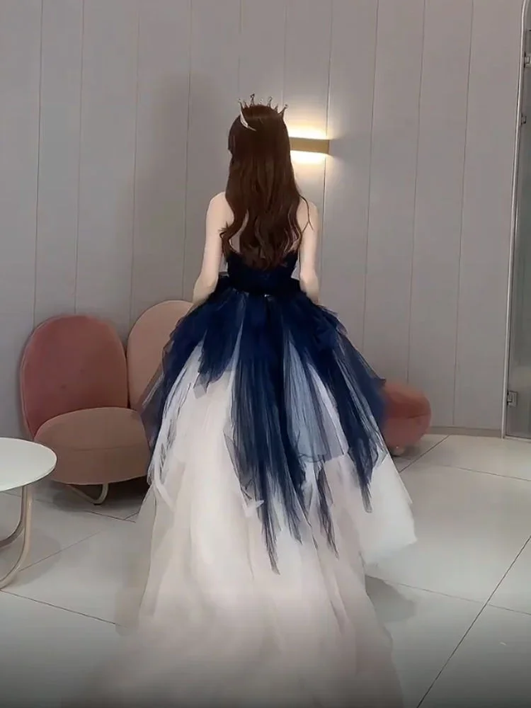 Customized Customized Strapless Ball Gown Slim Waist Evening Dress 2024 New Tiered Wedding Party Vestidos Sexy Slim Elegant Temp