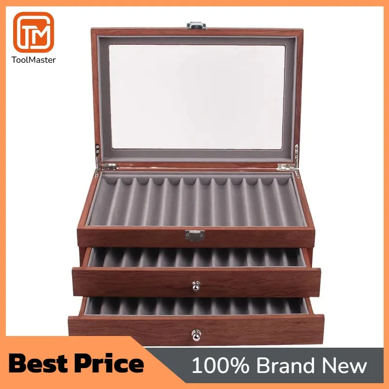 

[Hot Sale]Wooden Pen Display Storage Case 12/23/34 Pens Capacity, Fountain Pen Collector Organizer Box With Transparent Window P