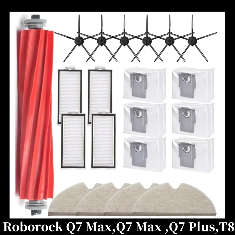 

Replacement Parts for Roborock Q7 Max,Q7 Max ,Q7 Plus,T8 Robot Vacuum Cleaner Spare Parts Main Side Brush mop cloth Dust Bag