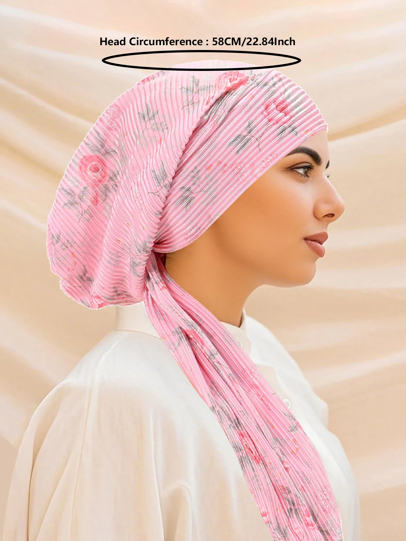 Nowy damski turban muzułmański z elastyczną gumką, chusta na głowę z kwiatowym nadrukiem, chusta na raka, czapka na chemioterapię, opaska na głowę z efektem \"crinkle\", bandana, 2025