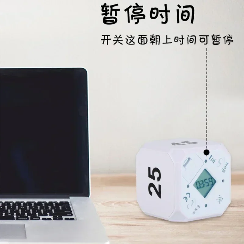 Productivity Cube Timer Gravity Sensor Flipping LED Display 4 Preset Time Dual Modes Countdown Cooking Study Mini Digital Timer