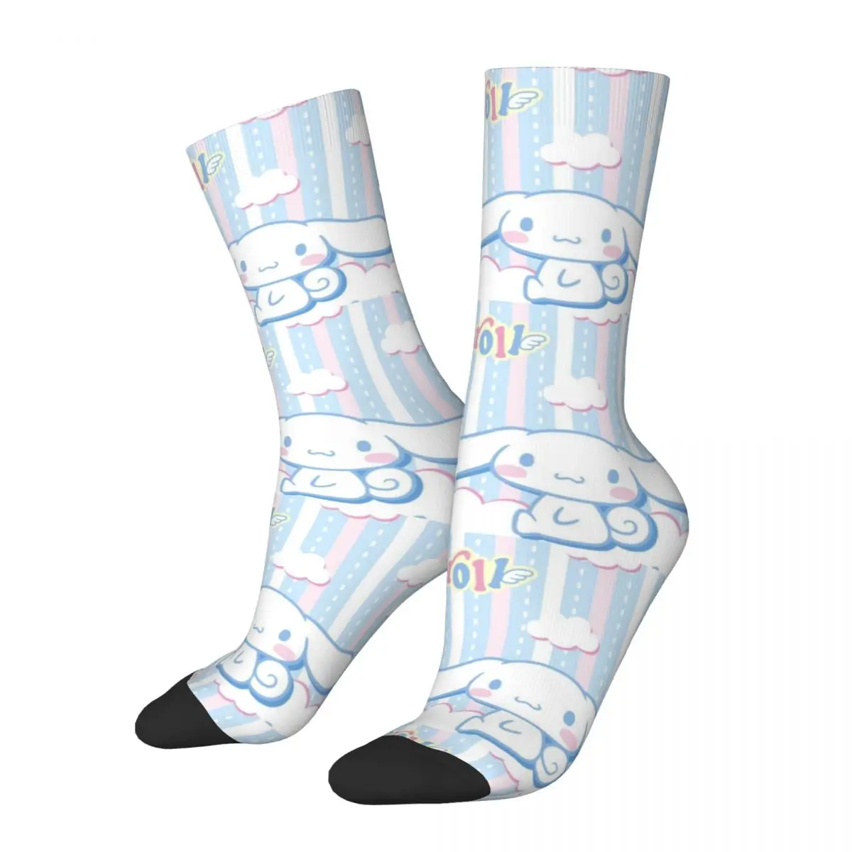 Cute Cinnamoroll Men's Socks Vintage Harajuku Sanrio Cinnamoroll Street Style Novelty Casual Crew Sock