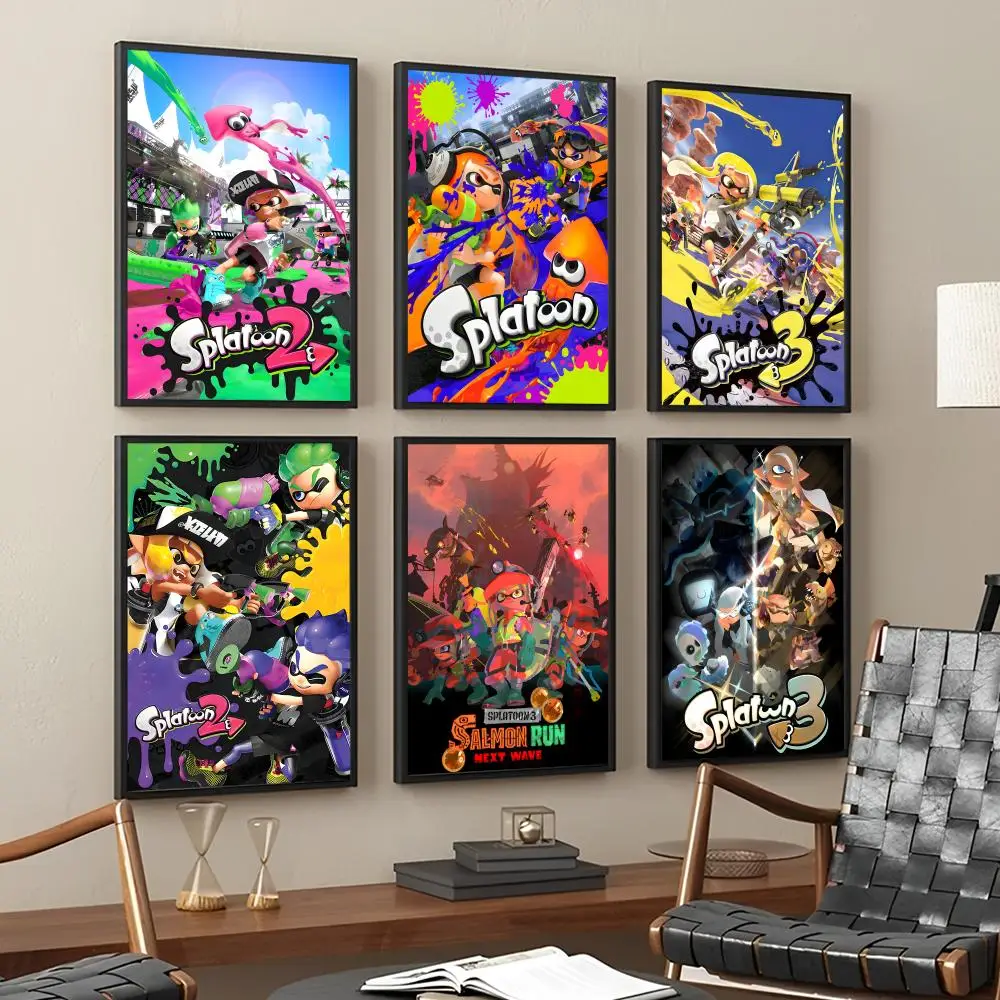 Juego s-splatoon 3 pósteres de Anime, sala de estar de lujo para Pegatinas de pared, Bar, estudio, decoración del hogar y sala de estar