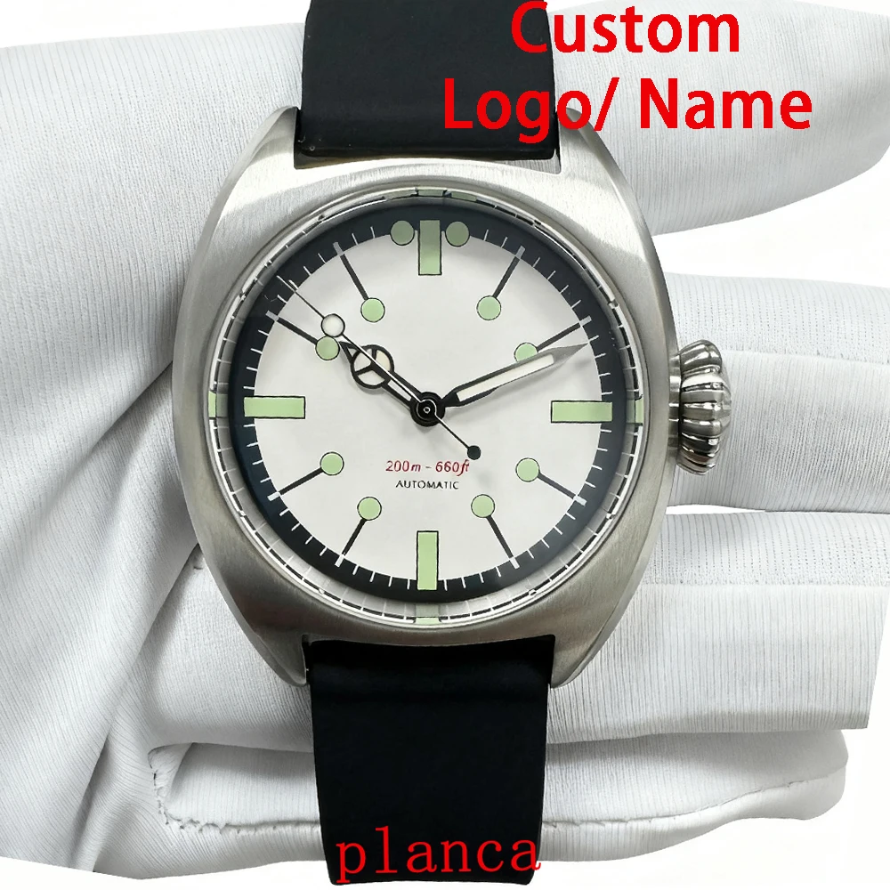 นาฬิกาข้อมือผู้ชายแบบกลไก ขนาด 36 มม. รุ่น NH35 สายหนัง พร้อมโลโก้สั่งทำพิเศษ เรืองแสงในที่มืด สไตล์ลำลอง แฟชั่น