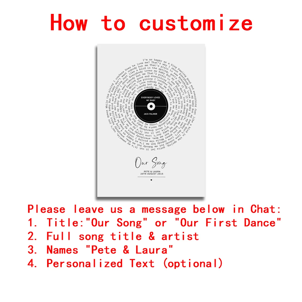 شخصية الذكرى أغنية ملصق مخصص غنائي جدار الفن طباعة لنا الأولى الرقص قماش اللوحة الموسيقى لديكور هدية عيد الحب #4