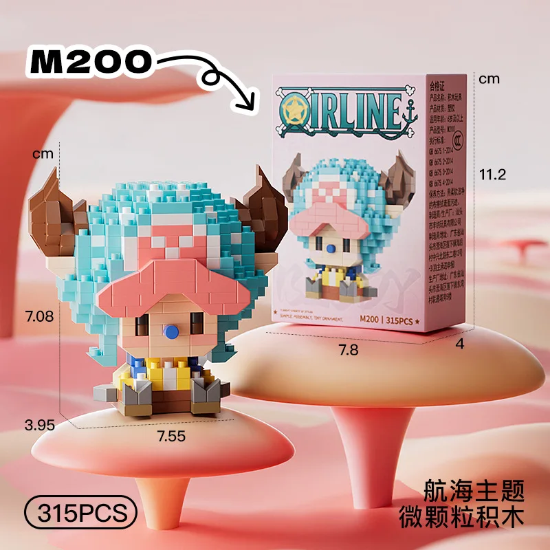 New One Piece Sun God Nika Luffy Micro Blocks, 3D Anime Mini Figures Chopper, Ace, Buggy, DIY Brick Toy, Collectible Gift view 6