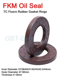2Pcs FKM Framework Oil Seal ID 37/38/40/41/42/43/43.5/44mm OD 47-90mm TC Fluoro Rubber Gasket Rings Cover Double Lip with Spring